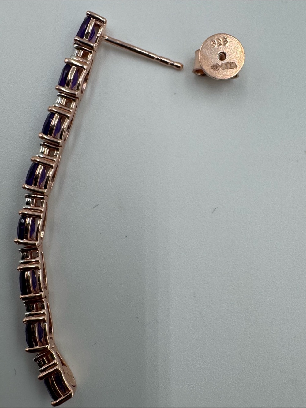 Amethyst 925 Linear Drop Earrings NWT - Picture 3 of 4